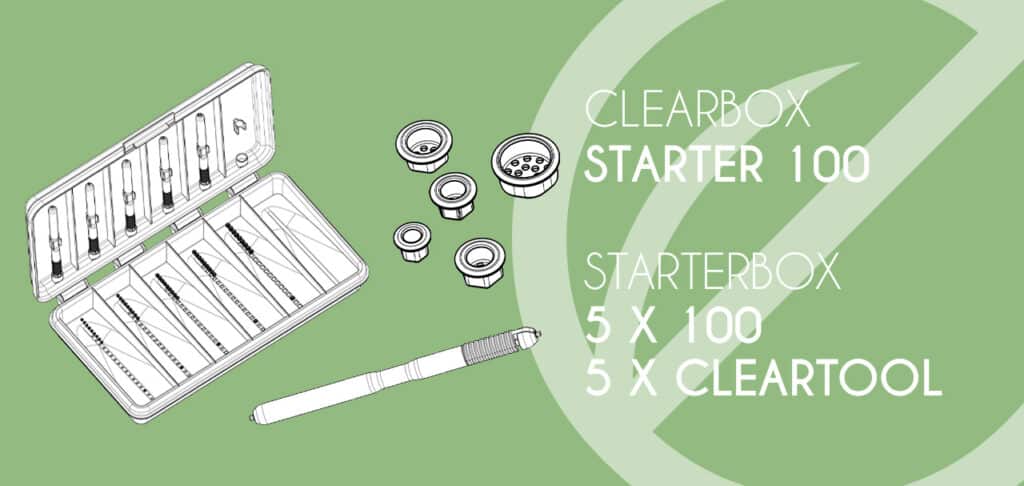 Starterbox 100 mit 5x 100 Filtern und fünf Wechselwerkzeugen